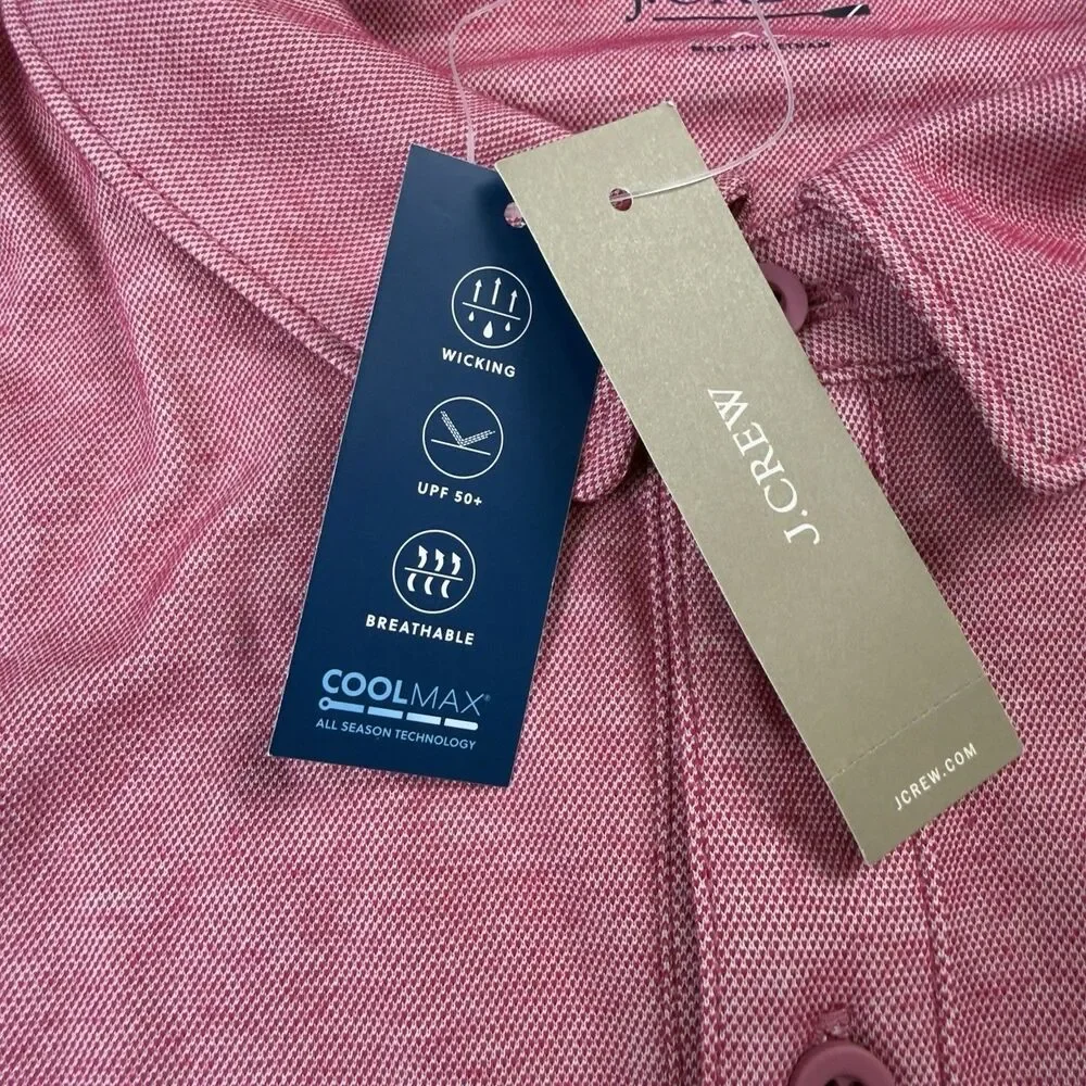 NWT J.Crew Performance Polo Shirt Mens XL COOLMAX Pink Raspberry Golf BN365